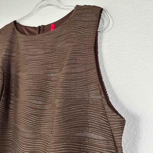 IC by Connie K plus size 3X sheath midi dress brown metallic textured sleeveless - Picture 6 of 12